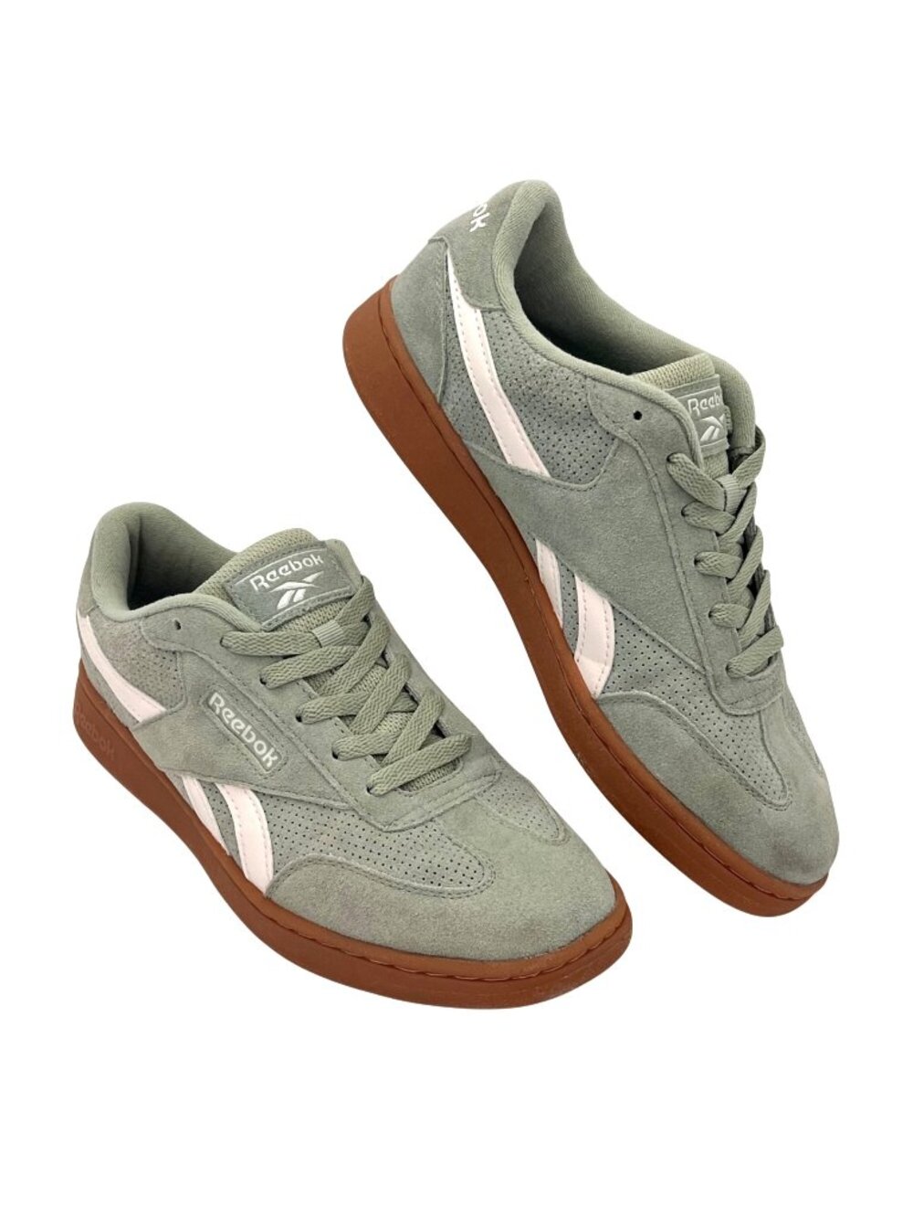 Reebok Club C 85 Suede Sneakers Womens Shoes Size 8.5 US Green & White Gum Sole